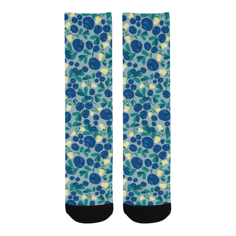 blueberry design pattern Crew Socks