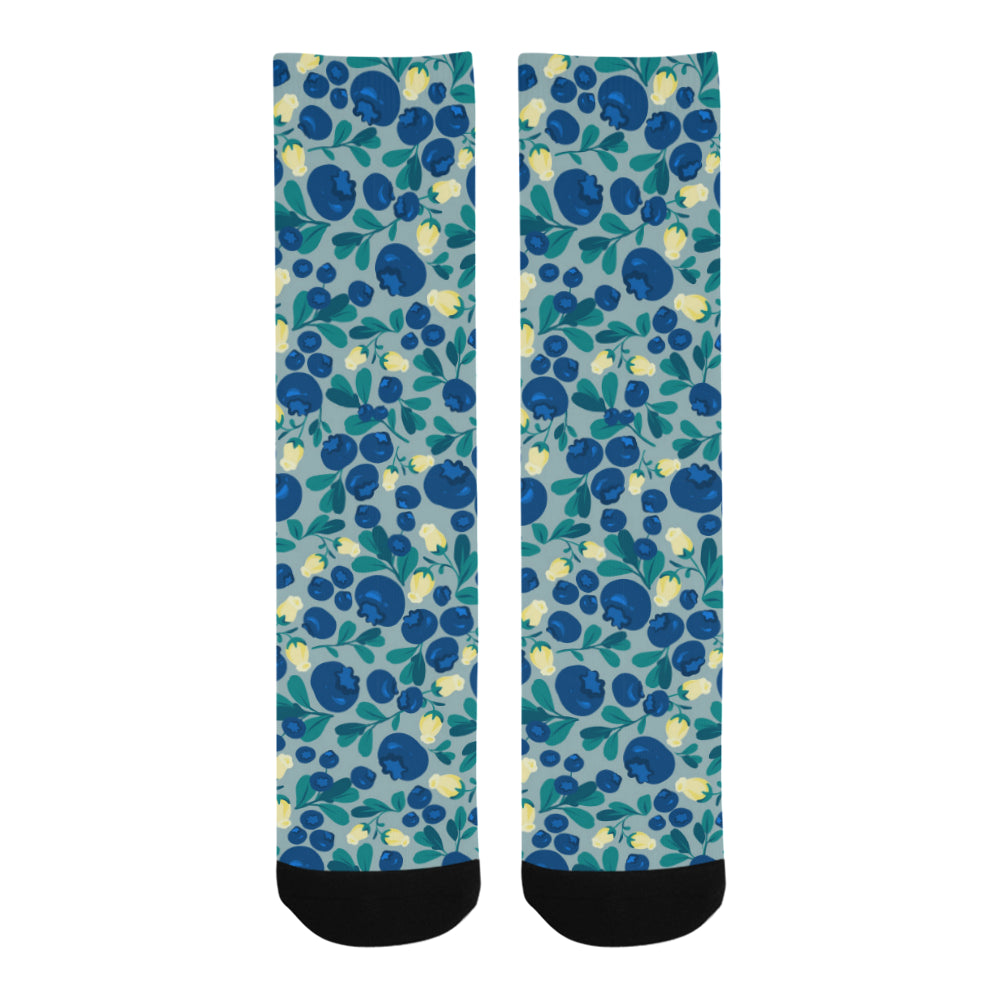 blueberry design pattern Crew Socks