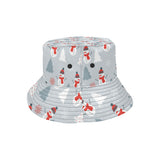Snowman christmas  tree snow gray background Unisex Bucket Hat