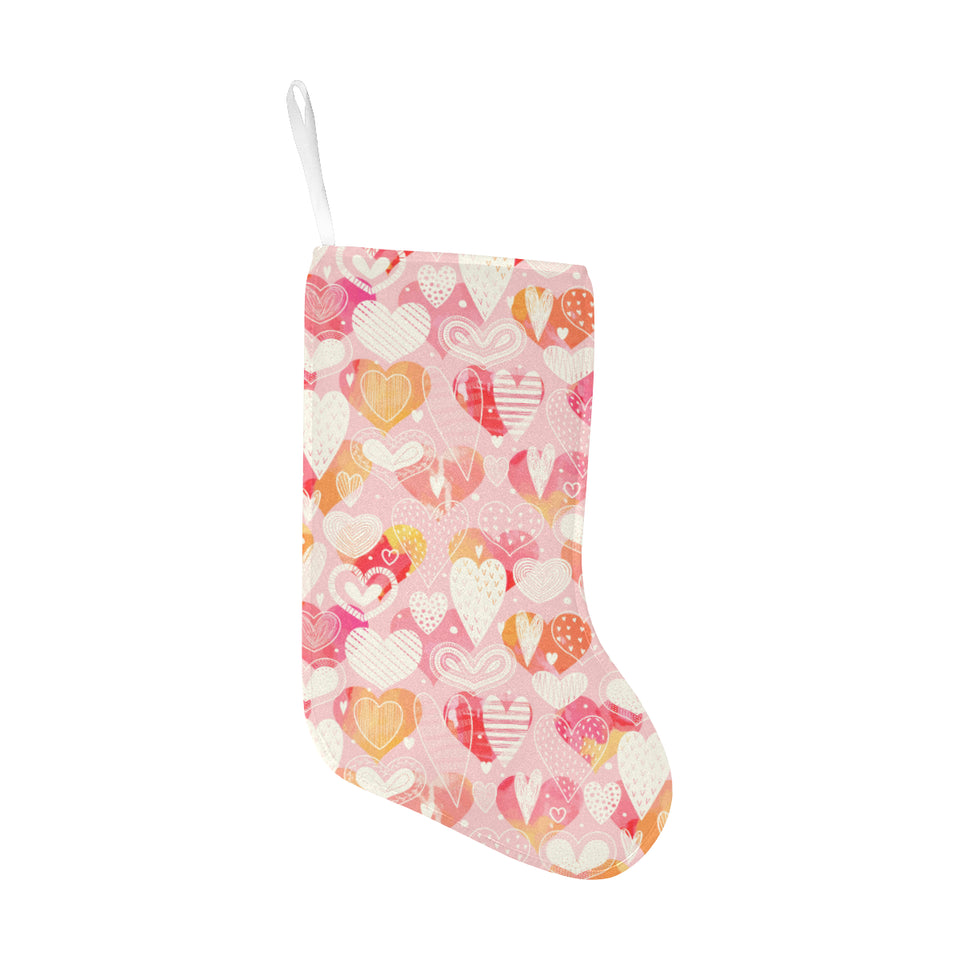 Hand drawn heart design pattern Christmas Stocking
