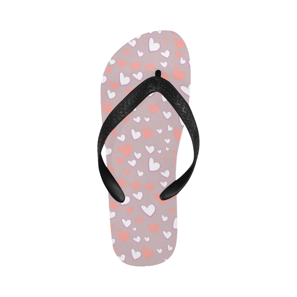 coral white heart pattern Unisex Flip Flops