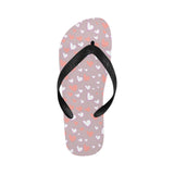 coral white heart pattern Unisex Flip Flops