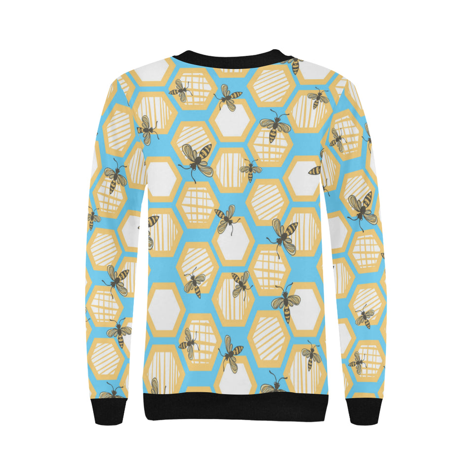 Bee honeycomb pattern Women's Crew Neck Sweatshirt
