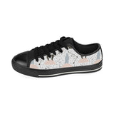 Polar bears star poka dot pattern Men's Low Top Canvas Shoes Black