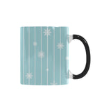 Snowflake pattern blue stripe background Morphing Mug Heat Changing Mug