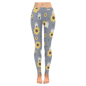 Cute hamster sunflower pattern background Women's Legging Fulfilled In US