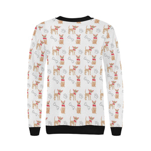 Chihuahua bone paw pattern Women's Crew Neck Sweatshirt
