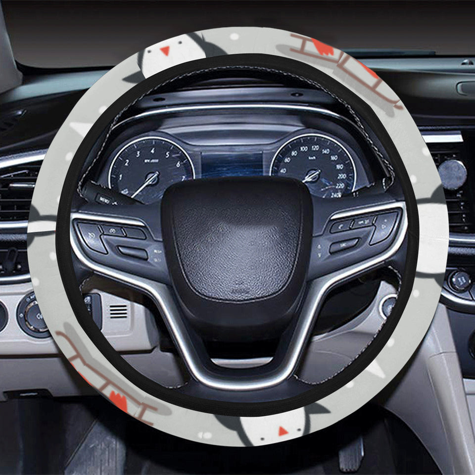 Cute Penguin christmas pattern Car Steering Wheel Cover
