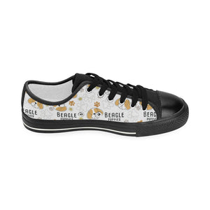 Cute beagle dog pattern background Kids' Boys' Girls' Low Top Canvas Shoes Black