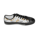 Cute beagle dog pattern background Kids' Boys' Girls' Low Top Canvas Shoes Black
