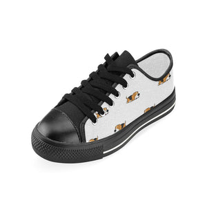 Cute beagle dog sleeping pattern Kids' Boys' Girls' Low Top Canvas Shoes Black