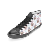 Cute pug hat rabbit costume pattern Women's High Top Canvas Shoes Black