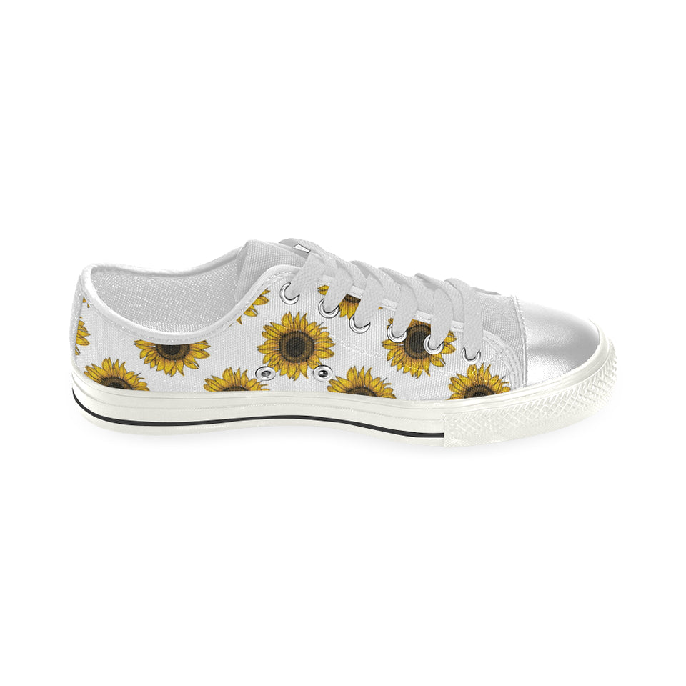 sunflowers design pattern Women's Low Top Canvas Shoes White