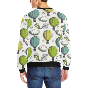 Hot Air Balloon Bird Cloud Pattern Men's Crew Neck Sweatshirt