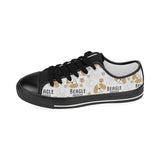 Cute beagle dog pattern background Kids' Boys' Girls' Low Top Canvas Shoes Black