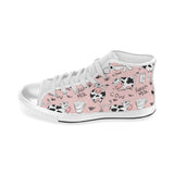 Cows milk product pink background Women's High Top Canvas Shoes White