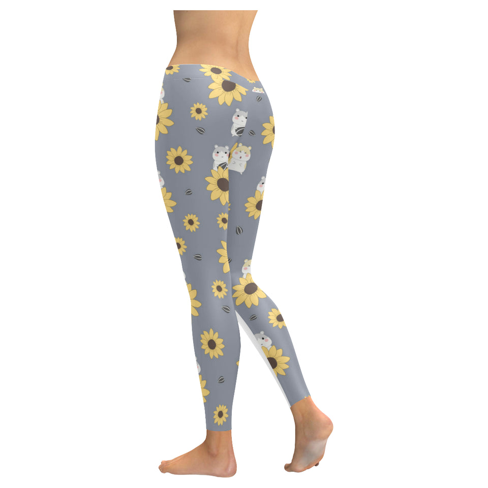 Cute hamster sunflower pattern background Women's Legging Fulfilled In US