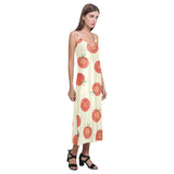 Tomato dot background V-Neck Open Fork Long Dress