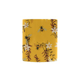 Bee flower pattern Classical White Mug (Fulfilled In US)