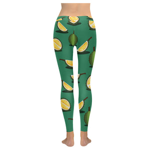 Durian pattern green background Women's Legging Fulfilled In US
