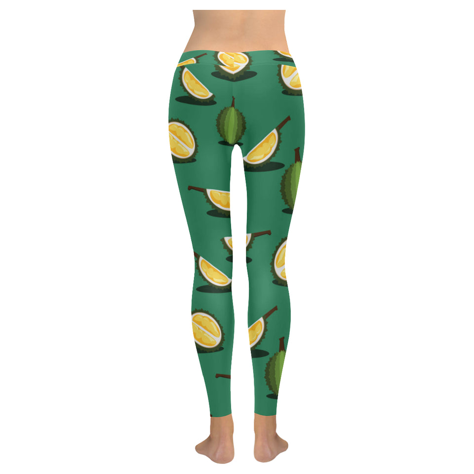 Durian pattern green background Women's Legging Fulfilled In US