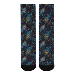 Beautiful peacock feather pattern Crew Socks