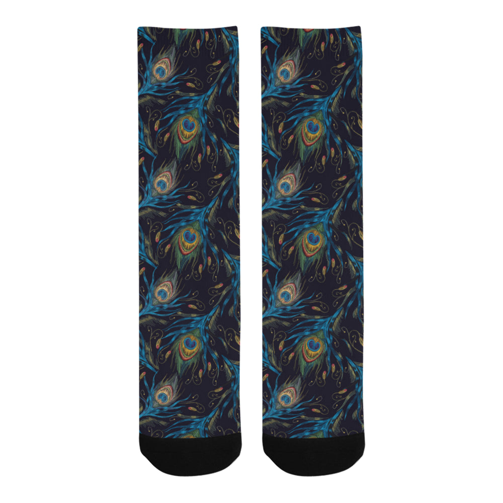 Beautiful peacock feather pattern Crew Socks