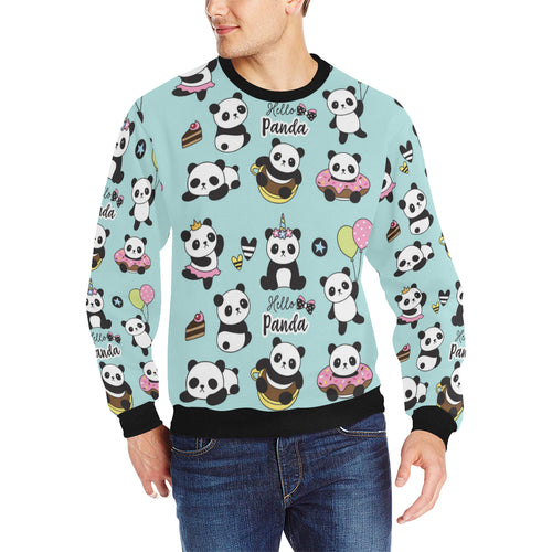 Cute baby panda pattern Men's Crew Neck Sweatshirt