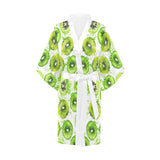 Watercolor kiwi pattern Women's Short Kimono Robe