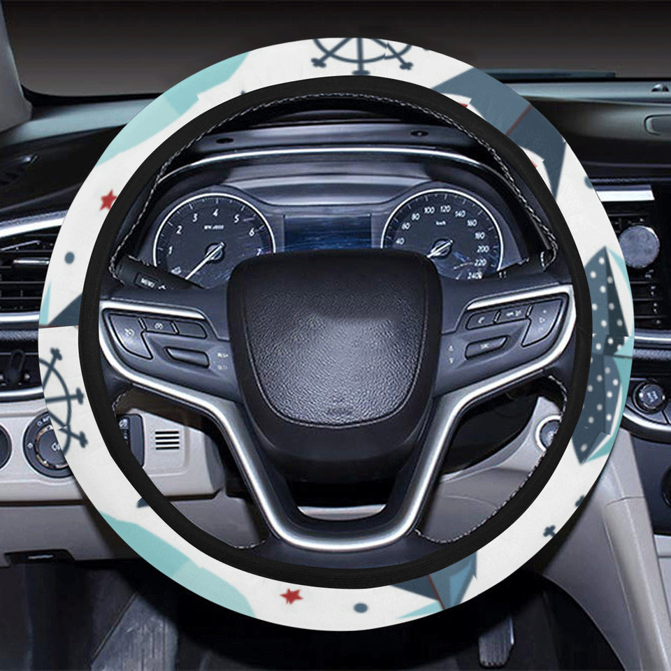 Cute color paper sailboat pattern Car Steering Wheel Cover