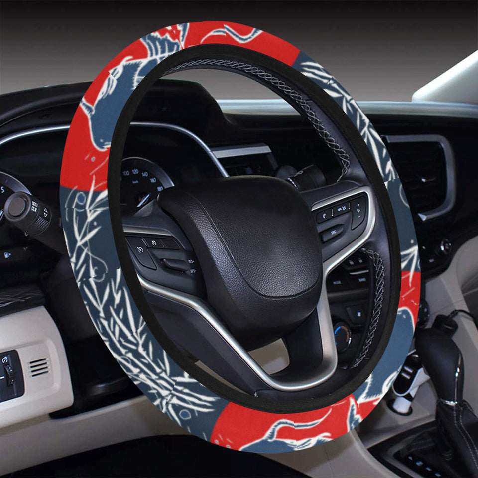 Fancy Carps hand drawn japanese art Car Steering Wheel Cover