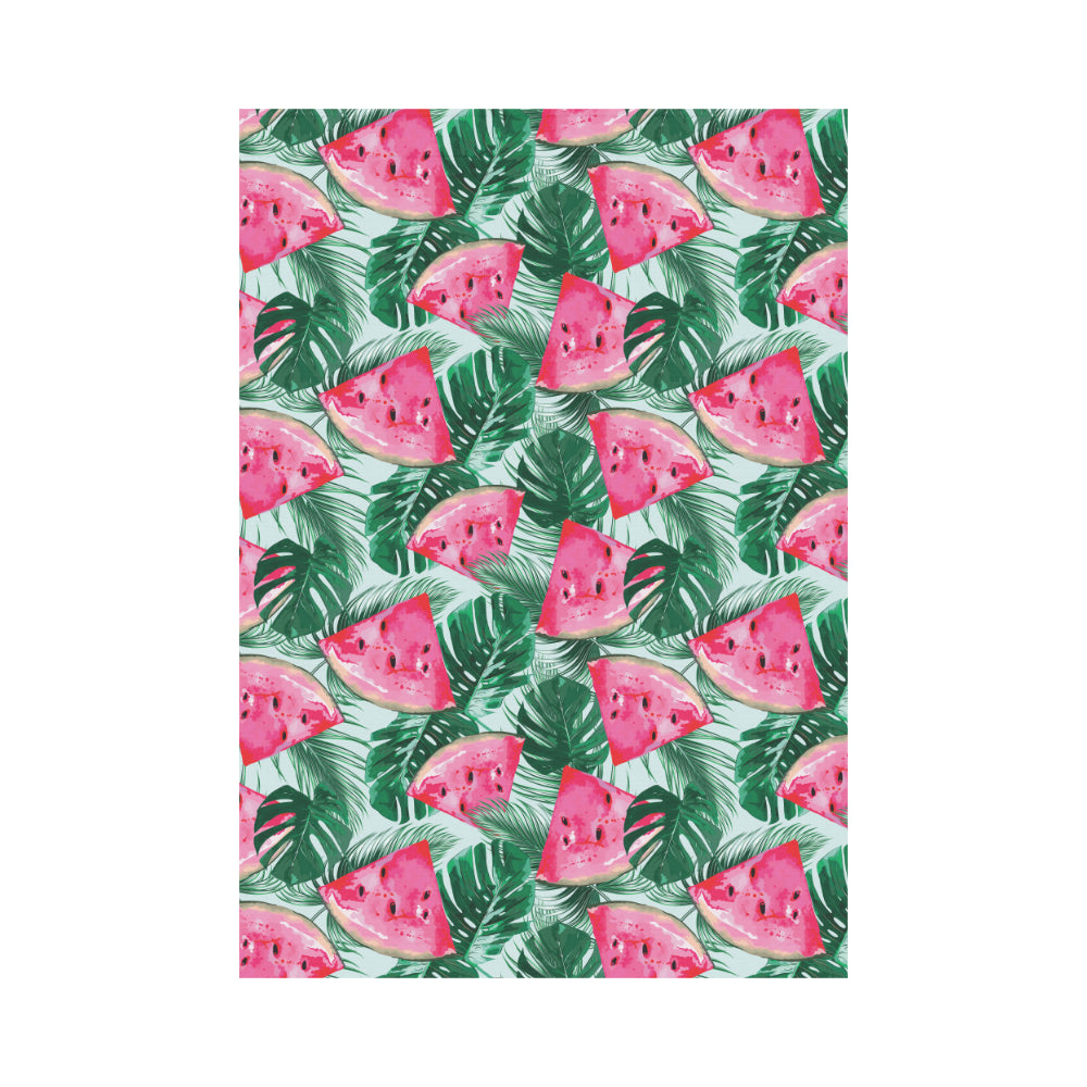 Watermelons tropical palm leaves pattern House Flag Garden Flag