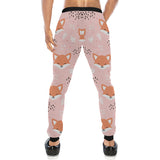 Cute fox pattern pink background Unisex Casual Sweatpants