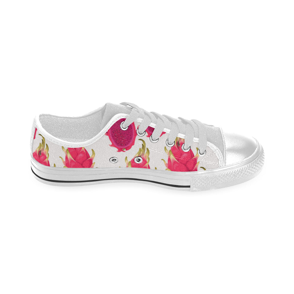 dragon fruits design pattern Men's Low Top Shoes White