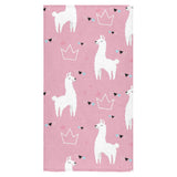 Llama Alpaca pink background Bath Towel