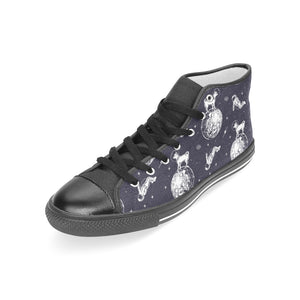 Chihuahua space helmet. astronaut pattern Women's High Top Canvas Shoes Black