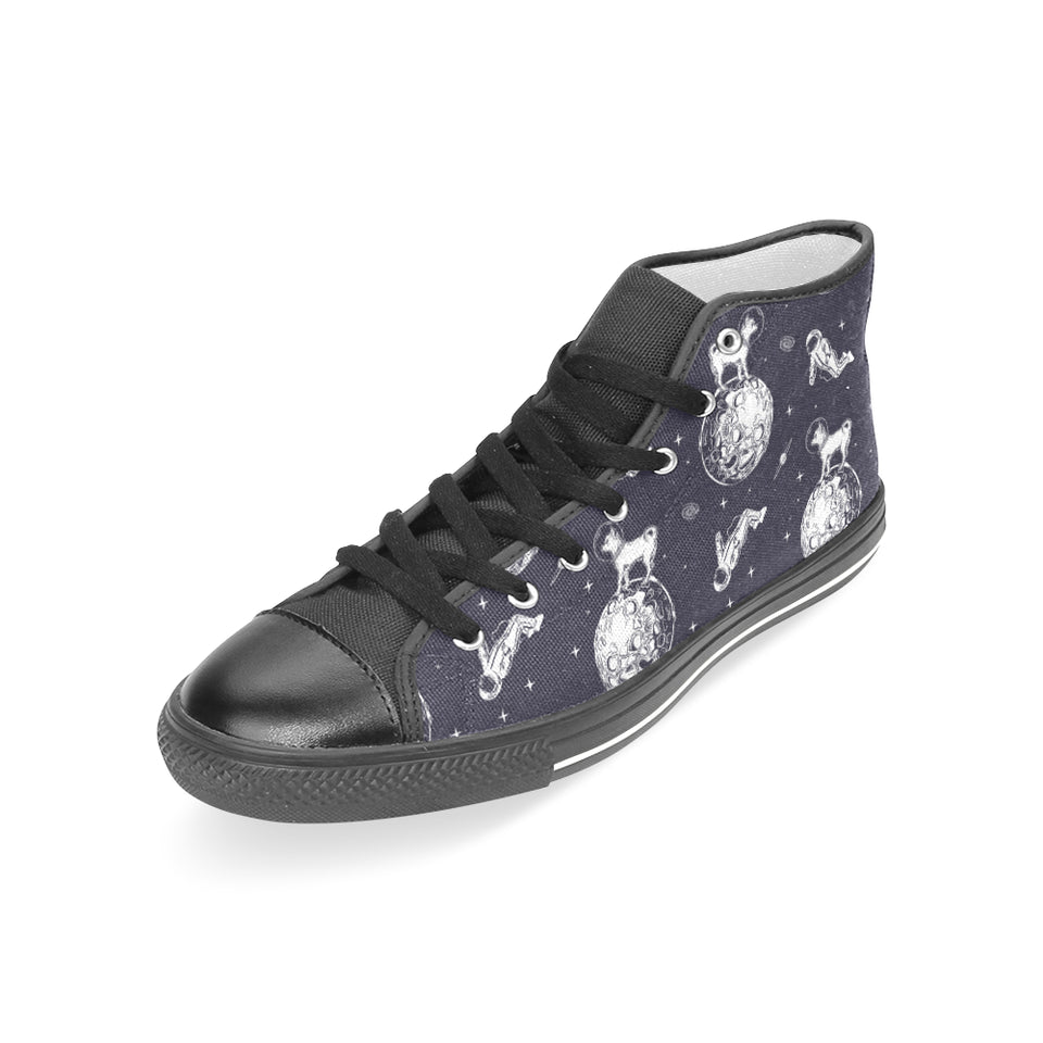 Chihuahua space helmet. astronaut pattern Women's High Top Canvas Shoes Black