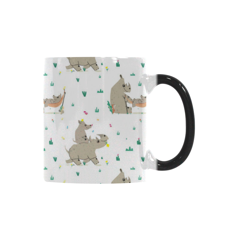 Cute Rhino pattern background Morphing Mug Heat Changing Mug