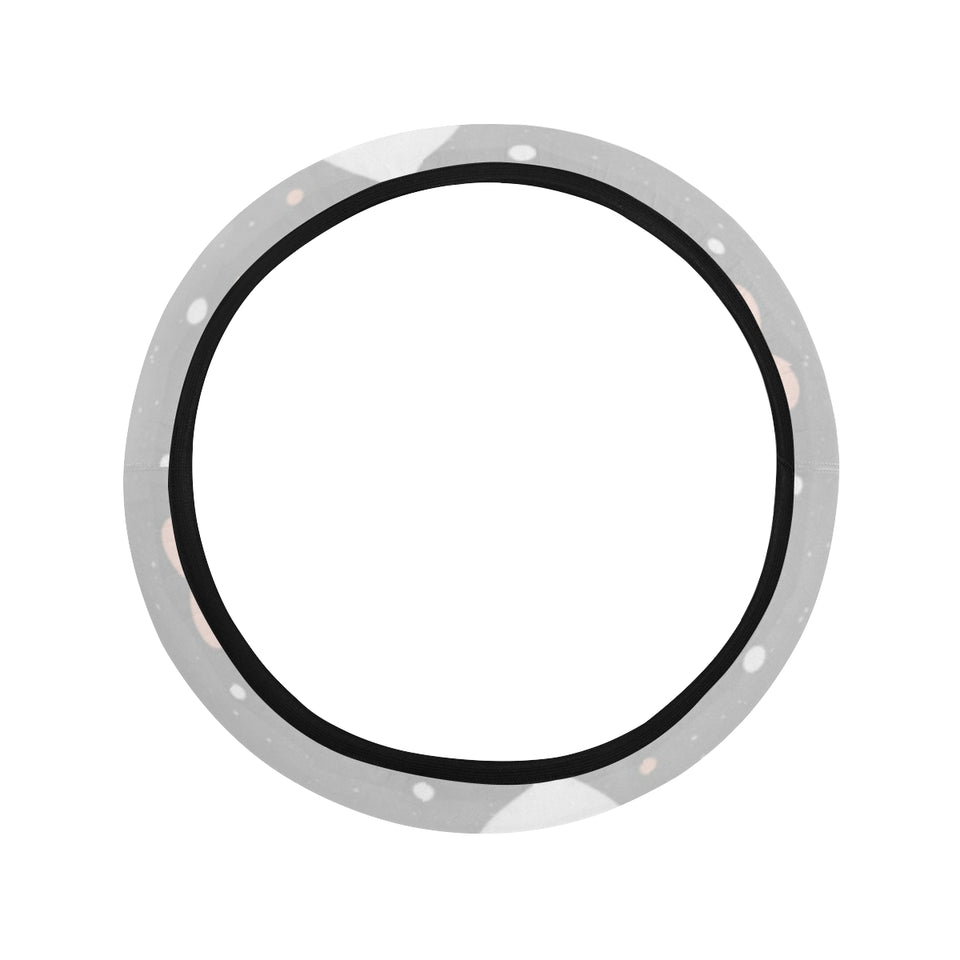 Heart pattern gray background Car Steering Wheel Cover