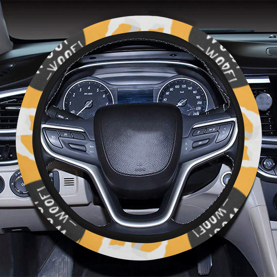 Bull Terrier Pattern Print Design 03 Car Steering Wheel Cover
