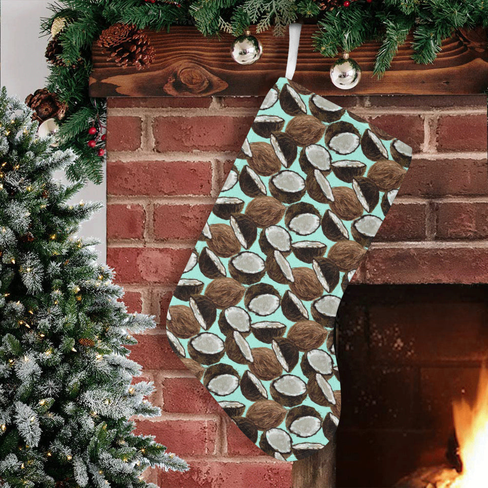 Coconut Pattern Print Design 03 Christmas Stocking