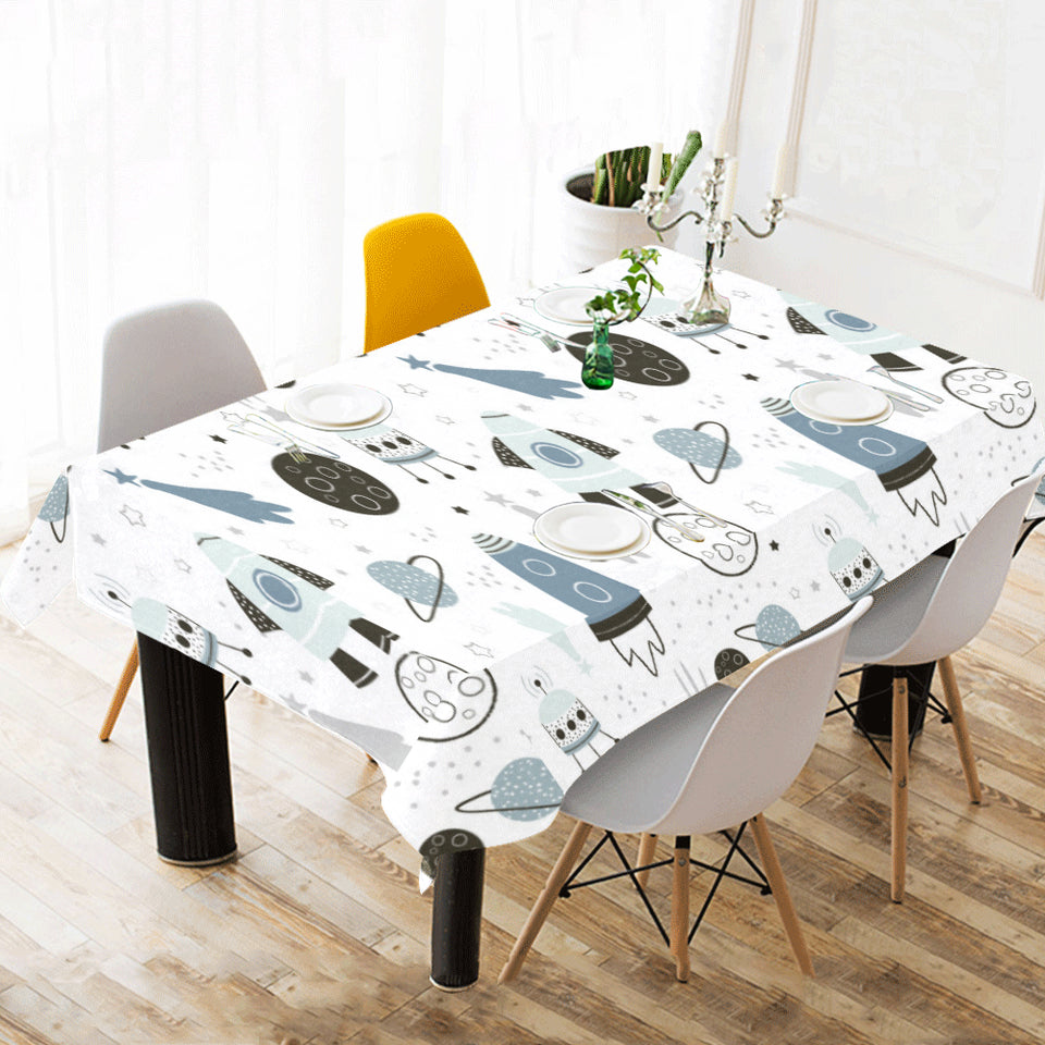 Hand drawn space elements space rocket star planet Tablecloth