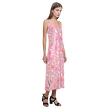 Pink donut glaze candy pattern V-Neck Open Fork Long Dress
