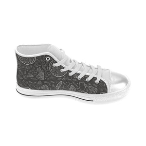 Pizza pattern Women's High Top Canvas Shoes White
