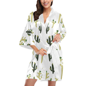 Cute cactus pattern Women's Short Kimono Robe