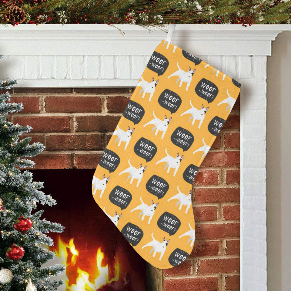 Bull Terrier Pattern Print Design 03 Christmas Stocking
