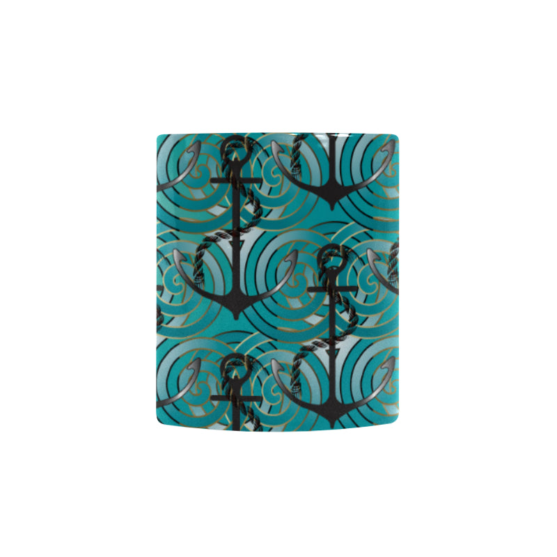 Anchor nautical green background Morphing Mug Heat Changing Mug