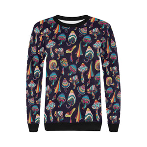 Colorful mushroom pattern Women's Crew Neck Sweatshirt
