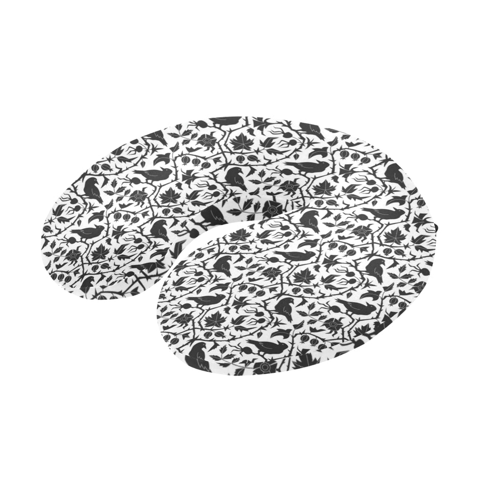 Crow dark floral pattern U-Shaped Travel Neck Pillow