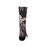 Japanese crane pink sakura pattern Crew Socks